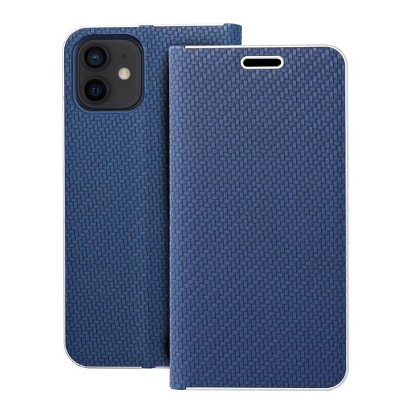 Etui z klapką na iPhone 12 / 12 PRO Luna Book Carbon niebieskie