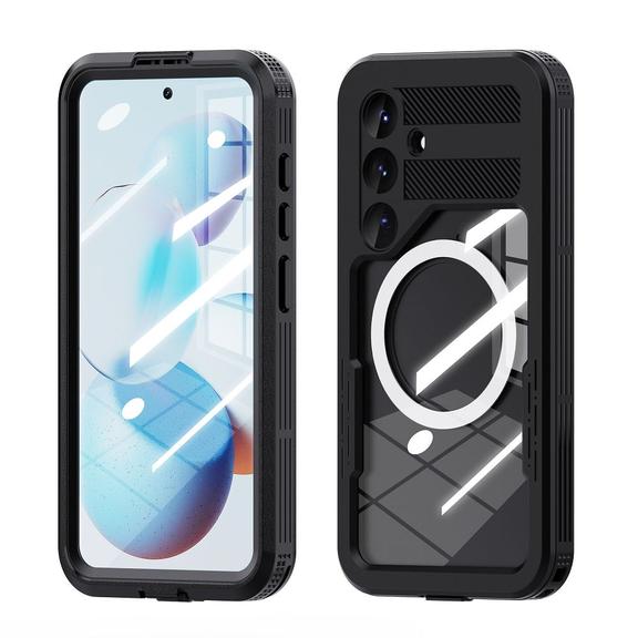 Etui na Samsung S25 Shellbox Mars wodoodporne z metalowym ringiem czarne