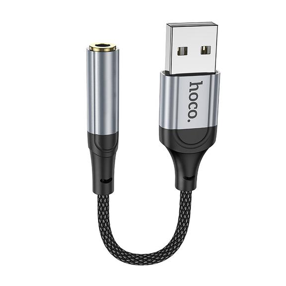 Adapter AUX USB A do Jack 3,5 mm Hoco 0,12 m LS36 czarny