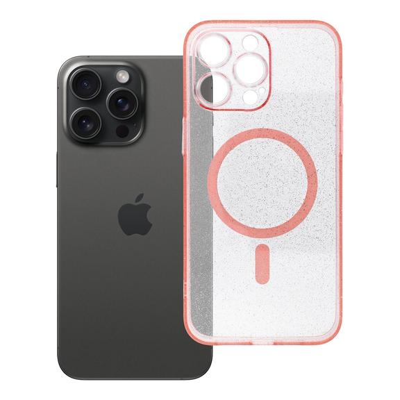 Futerał do iPhone 15 PRO MAX Clear Mag Cover zgodny z MagSafe (camera protection) różowy glitter