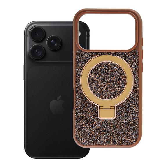 Etui na iPhone 18 Pro / 17 Pro Quartz Circle Stand Mag Cover brązowe
