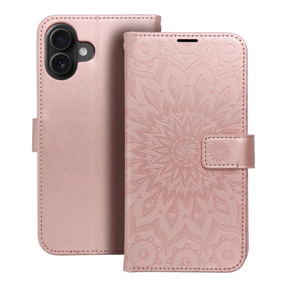 Etui z klapką na iPhone 16 PLUS Mezzo Book mandala złoto-różowe
