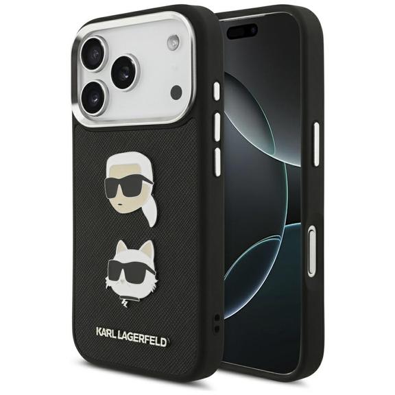 KARL LAGERFELD futerał do IPHONE 17 Pro KLHCP17LPSFDHPOK (FW Grained PU W/ K&C Heads Pin & Logo) czarny