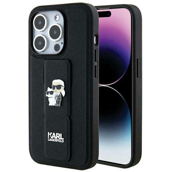 KARL LAGERFELD futerał do IPHONE 13 Pro Max KLHCP13XGSAKCPK (Gripstand Saffiano KC PIN) czarny