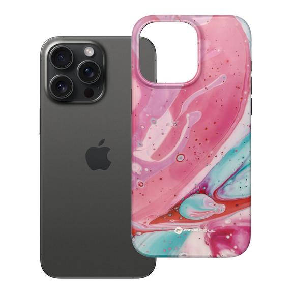 Etui na iPhone 15 PRO MAX Forcell F-Protect Mirage zgodne z MagSafe Military Drop-Test pink marble