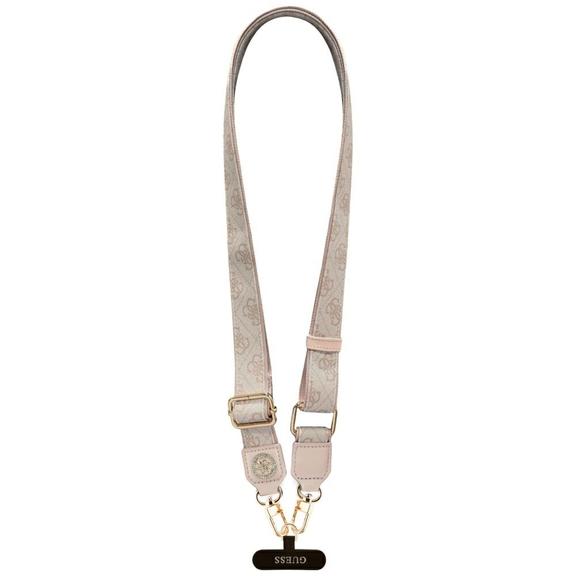 GUESS uniwesalny pasek GUUCNP4DGMP (4G PU Strap Tether Patch Strass Metal Logo) różowy