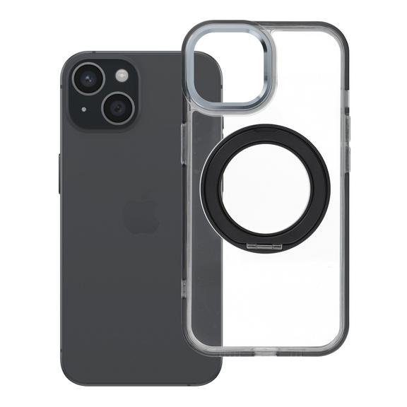 Etui na iPhone 15 Frame Circle Stand zgodne z MagSafe czarne