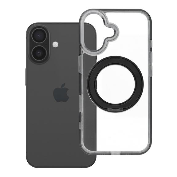 Etui na iPhone 16 Frame Circle Stand zgodne z MagSafe czarne
