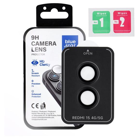 Szkło na aparat BLUE STAR Easy Install do XIAOMI Redmi 15 4G / 15 5G czarne