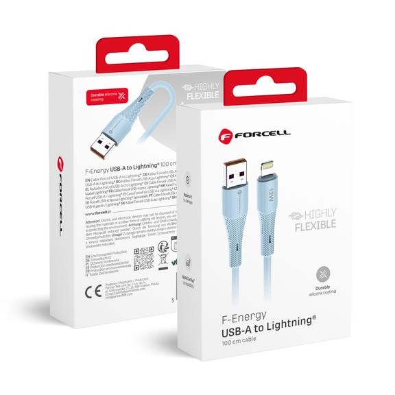Kabel USB A do Lightning Forcell F-Energy 2,4A 12W Silicone 1 m C343 niebieski