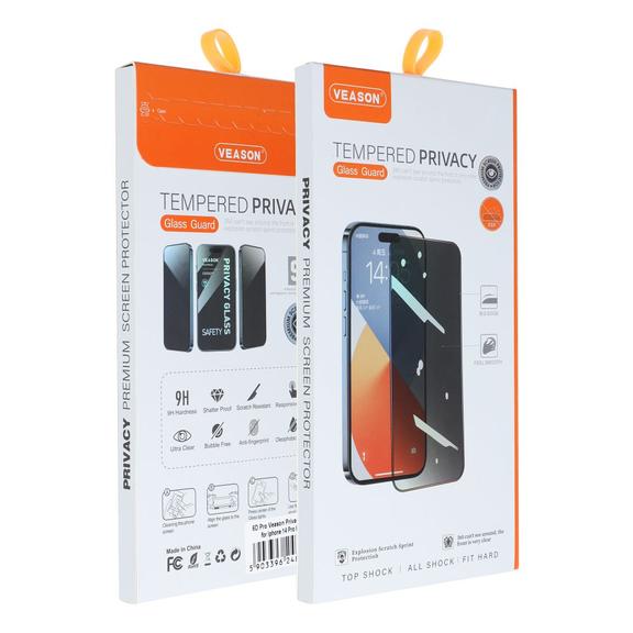 Szkło Hartowane 6D do iPhone 18 - Pro Veason Privacy Glass czarne