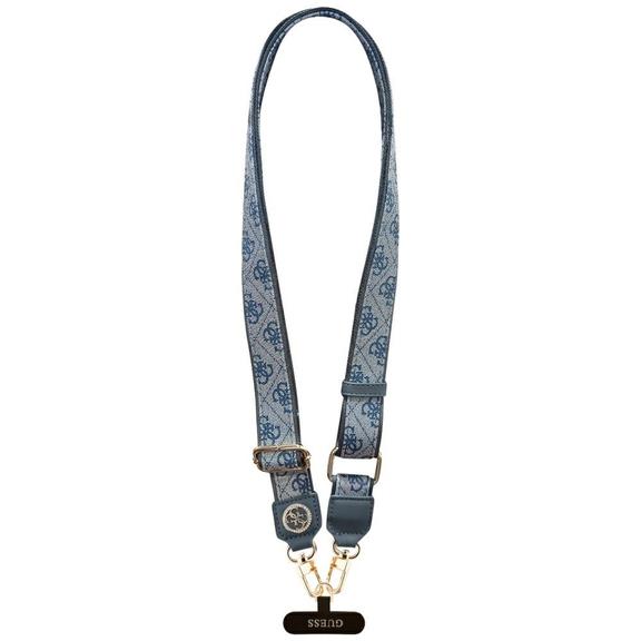 GUESS uniwesalny pasek GUUCNP4DGMB (4G PU Strap Tether Patch Strass Metal Logo) niebieski
