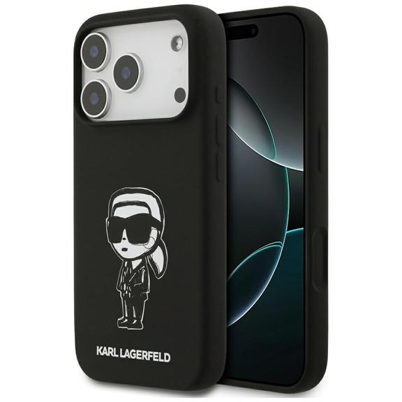 KARL LAGERFELD futerał do IPHONE 17 Pro kompatybilny z MagSafe KLHMP17LSKIGROK (Silicone W/ KL Sketch & Logo) czarny