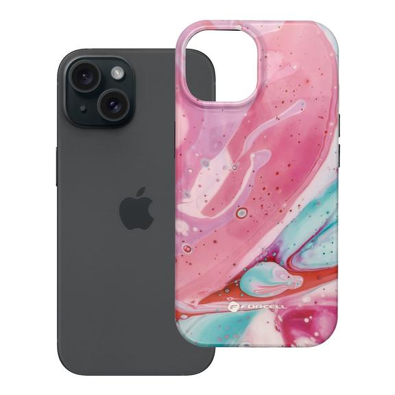 Etui na iPhone 15 Forcell F-Protect Mirage zgodne z MagSafe Military Drop-Test pink marble