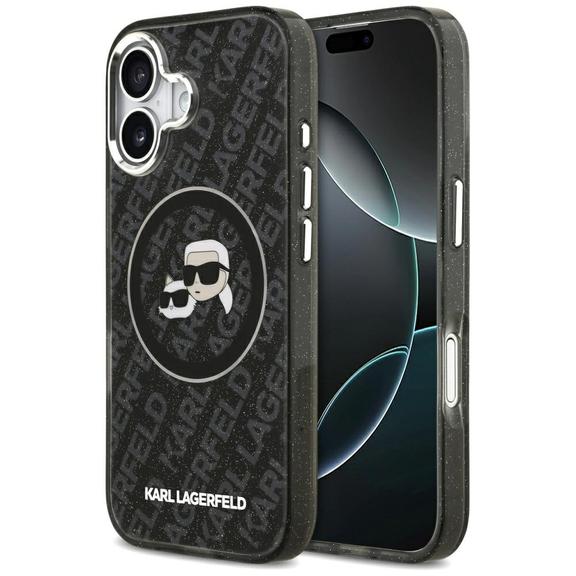 KARL LAGERFELD futerał do IPHONE 17 kompatybilny z MagSafe KLHMP17SHMKBKCHOK (IML Glitter K&C Heads Logo) czarny