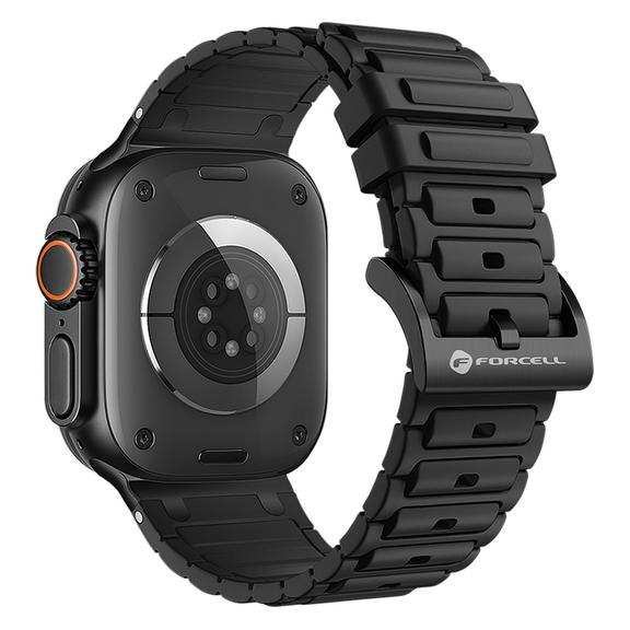 Pasek do Apple Watch Forcell F-Design FA06 dziurki silikon 42 / 44 / 45 / 49 mm czarny
