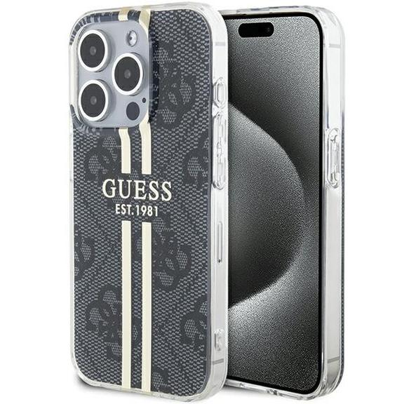 GUESS futerał do IPHONE 15 Pro GUHCP15LH4PSEGK (4G Gold Stripe) czarny
