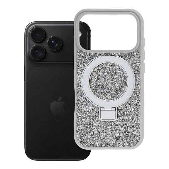 Etui na iPhone 18 Pro / 17 Pro Quartz Circle Stand Mag Cover srebrne
