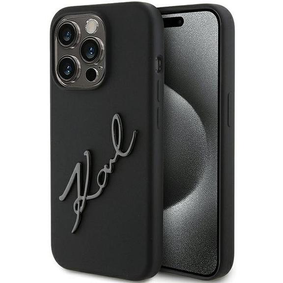 KARL LAGERFELD futerał do IPHONE 15 Pro Max KLHCP15XSKSBMCK (Silicone Karl Script Logo) czarny