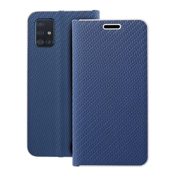 Etui z klapką na Samsung A51 Luna Book Carbon niebieskie