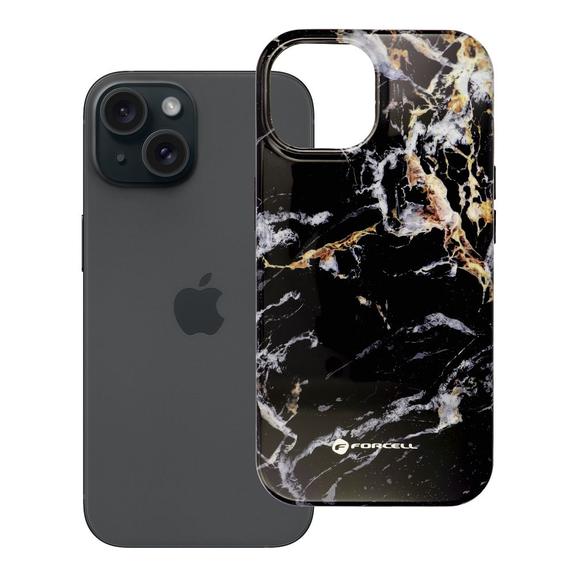 Etui na iPhone 15 Forcell F-Protect Mirage zgodne z MagSafe Military Drop-Test black marble