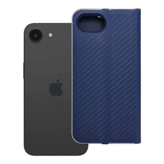 Etui z klapką na iPhone 16e (SE 4 2025) Luna Book Carbon niebieskie