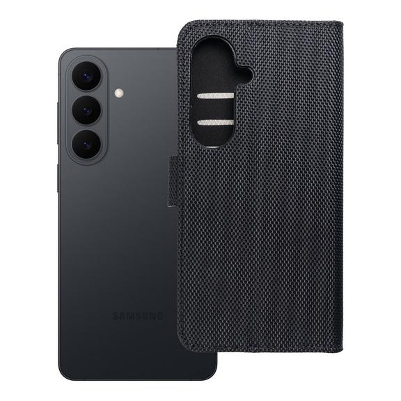 Etui z klapką na Samsung S26 4Card RFID antykradzieżowe tech fabric czarne