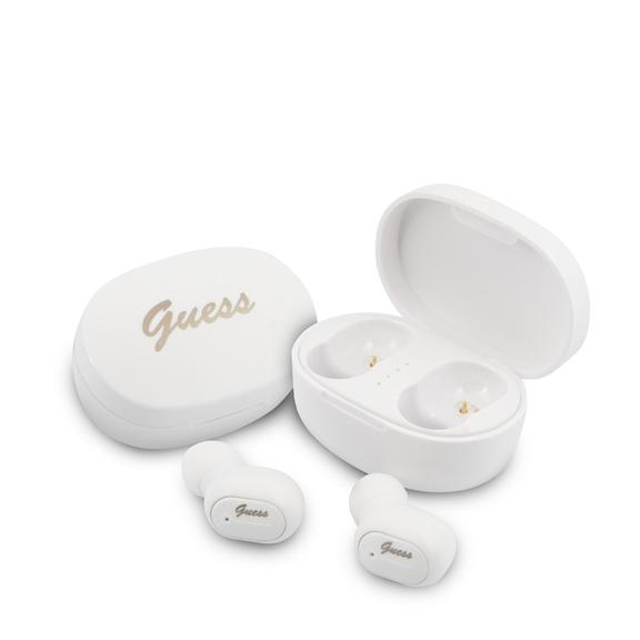GUESS słuchawki bezprzewodowe bluetooth TWS + stacja dokująca GUTWST30WH białe