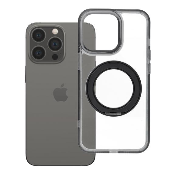 Etui na iPhone 13 PRO Frame Circle Stand zgodne z MagSafe czarne