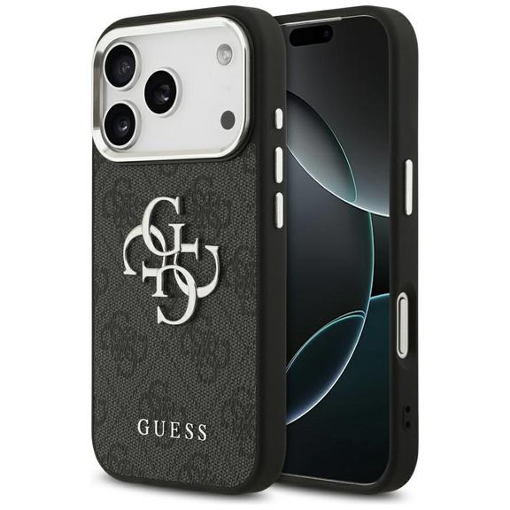 GUESS futerał do IPHONE 17 Pro GUHCP17LP4G4SMCK (4G PU Leather Case with Big 4G and Classic Logo and Silver Metal Camera Frame) czarny