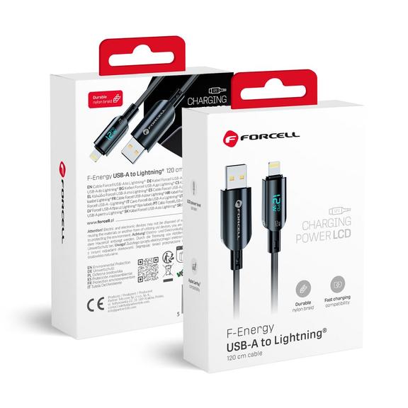 Kabel USB A do Lightning Forcell F-Energy 2,4A 12W Digital 1,2 m C273 czarny