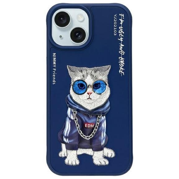 NIMMY futerał GLASSES COOL CAT do IPHONE 15 niebieski