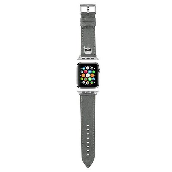 KARL LAGERFELD pasek silikonowy do APPLE Watch KLAWLOKHG (SAFFIANO KH 42 / 44 mm ) srebrny
