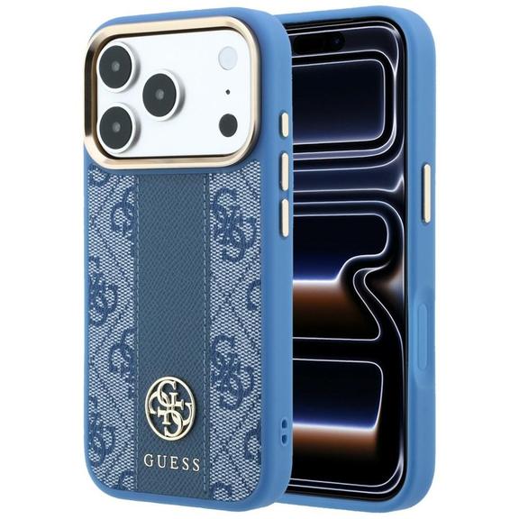 GUESS futerał do IPHONE 18 Pro/17 Pro kompatybilny z MagSafe (Stripe Round and Classic Logos 4G) niebieski
