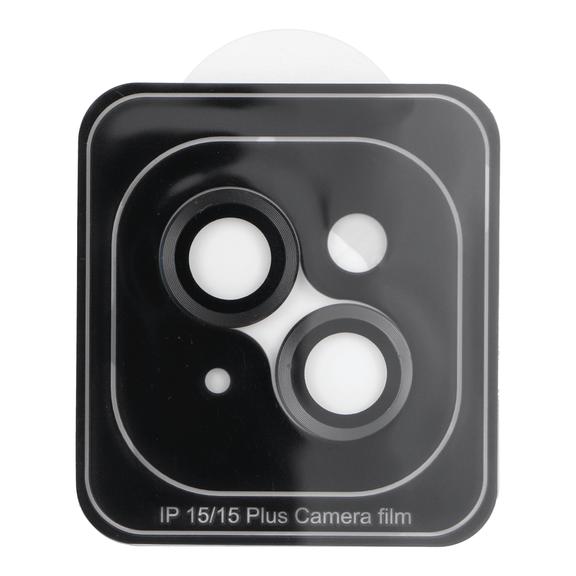Osłona aparatu PROTECTOR 9H + aplikator do IPHONE 15 / 15 PLUS czarna