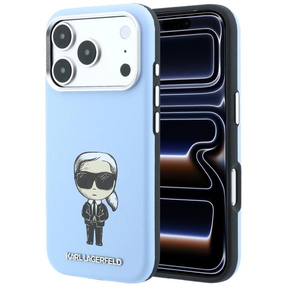 KARL LAGERFELD futerał do IPHONE 18 Pro/ 17 Pro kompatybilny z MagSafe (Smooth Ikonik Sketch) jasnoniebieski