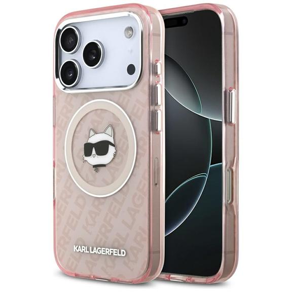 KARL LAGERFELD futerał do IPHONE 17 Pro kompatybilny z MagSafe KLHMP17LHMKBCHOP (IML Choupette Head Logo) różowy
