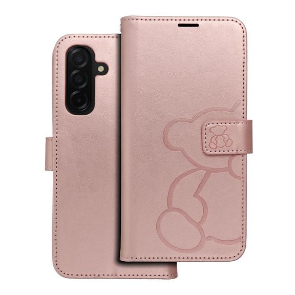 Etui z klapką na Samsung A26 5G Mezzo Book teddy bear złoto-różowe