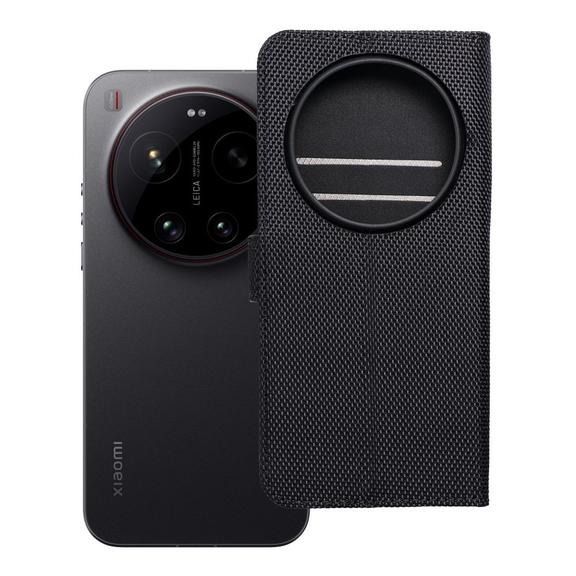 Etui z klapką na Xiaomi 17 ULTRA 4Card RFID antykradzieżowe tech fabric czarne