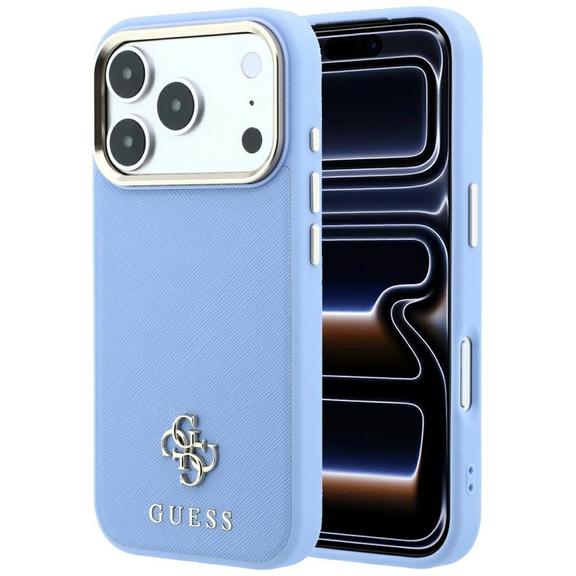 GUESS futerał do IPHONE 18 Pro Max/17 Pro Max kompatybilny z MagSafe (Saffiano Small 4G & Classic Logo) jasno niebieski