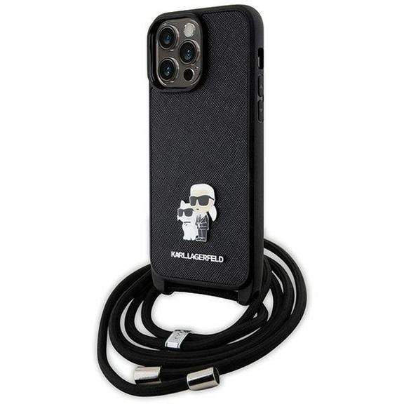 KARL LAGERFELD futerał do IPHONE 13 Pro Max KLHCP13XSAKCPSK (Saffiano KC Metal PIN Crossbody) czarny