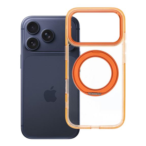 Etui na iPhone 18 Pro / 17 Pro Frame Circle Stand zgodne z MagSafe pomarańczowe