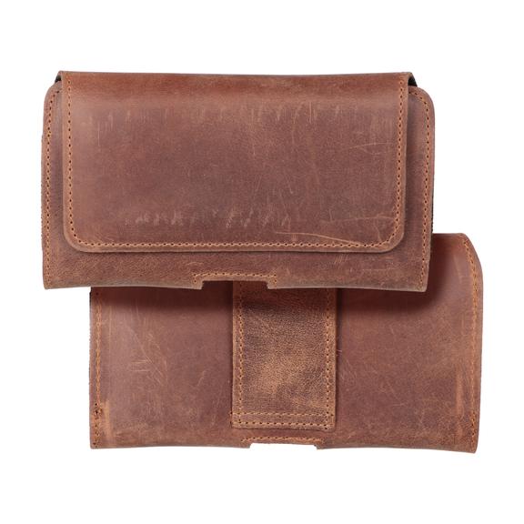 Kabura uniwersalna do paska skórzana ROYAL Crazy Horse pozioma rozmiar M do IPHONE 12 MINI / 13 MINI / SAMSUNG A40 / S8 / XIAOMI 12 / Redmi 5A brązowa