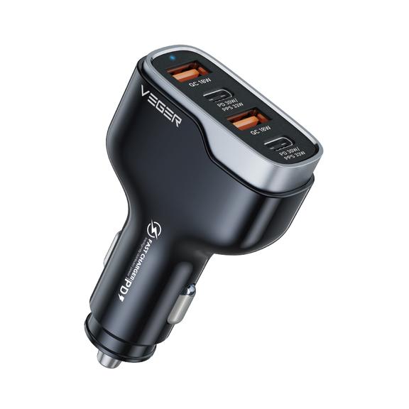 Ładowarka samochodowa VEGER 2 x USB A + 2 x Typ C PD QC 3A 66W CC53-2A2C czarna
