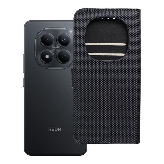 Etui z klapką na Xiaomi Redmi NOTE 15 PRO 5G 4Card RFID antykradzieżowe tech fabric czarne