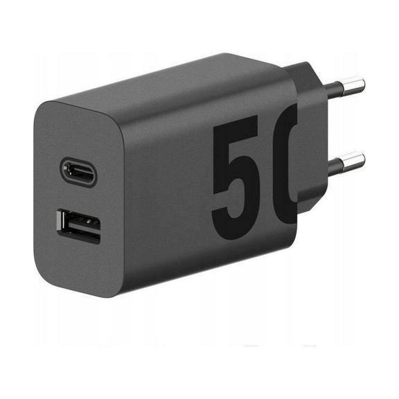 MOTOROLA oryginalna ładowarka sieciowa Typ C + USB A 50W MC502/509 czarna bulk