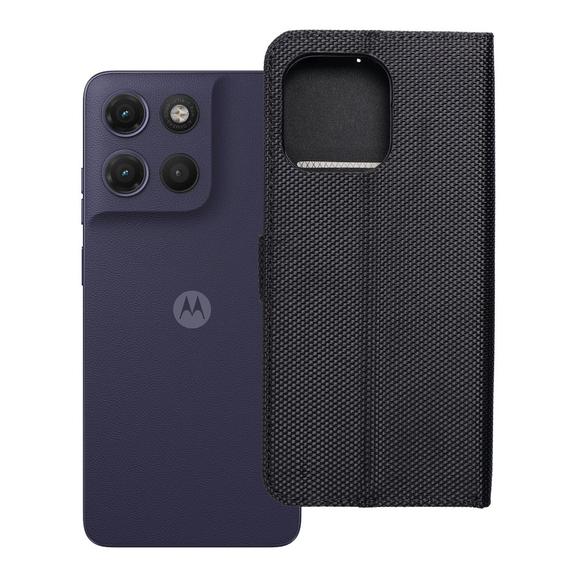 Etui z klapką na Motorola G17 4Card RFID antykradzieżowe tech fabric czarne