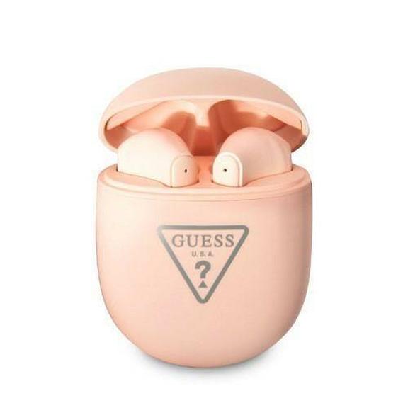 GUESS słuchawki bezprzewodowe bluetooth TWS + stacja dokująca GUTWST82TRP (Triangle Logo) różowe