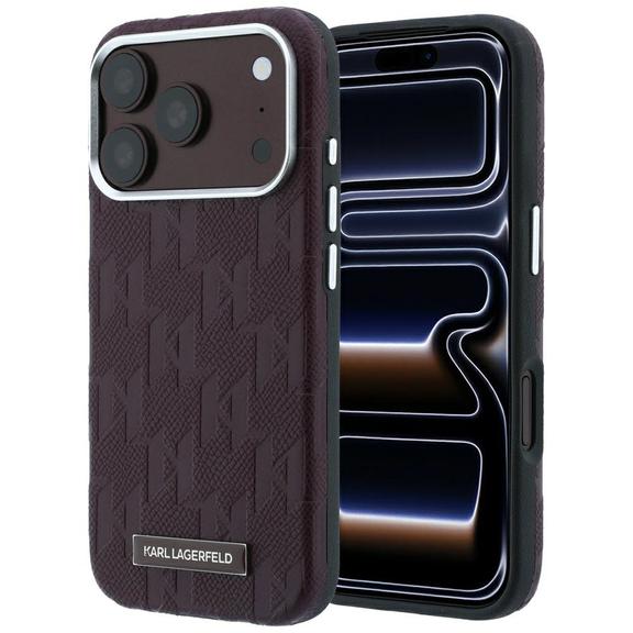KARL LAGERFELD futerał do IPHONE 18 Pro/17 Pro kompatybilny z MagSafe (Mono Resin Logo) burgundowy