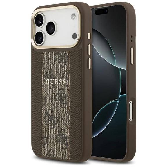 GUESS futerał do IPHONE 17 Pro Max kompatybilny z MagSafe GUHMP17XPG4SEMCW (PU W/ 4G Stripe) brązowy